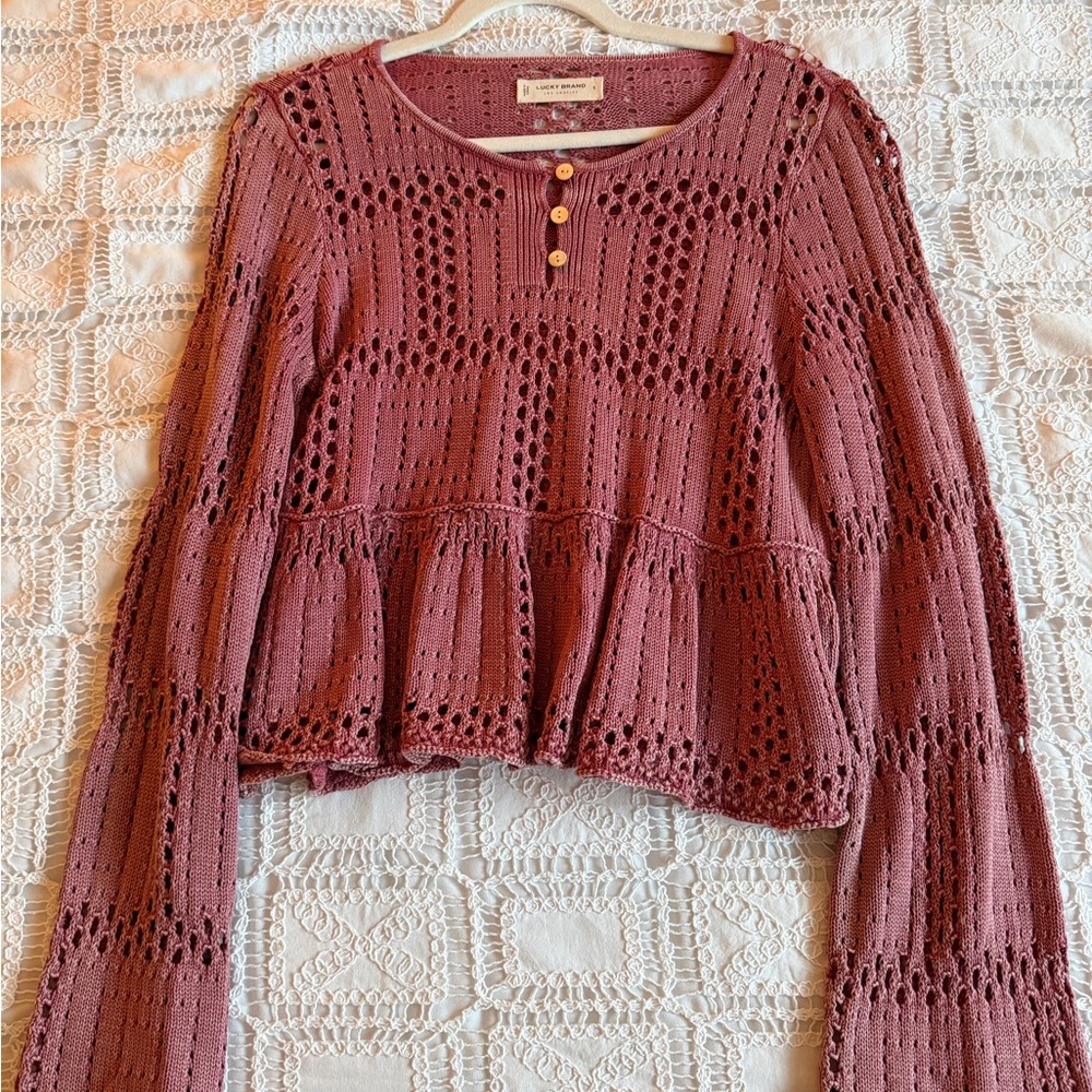 Lucky Brand Pink Crochet Top